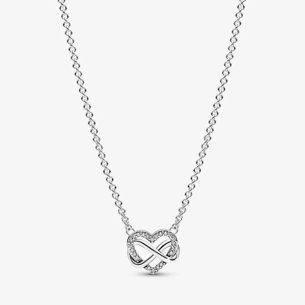 PANDORA  Sparkling Infinity Heart Collier Necklace in Sterling Silver