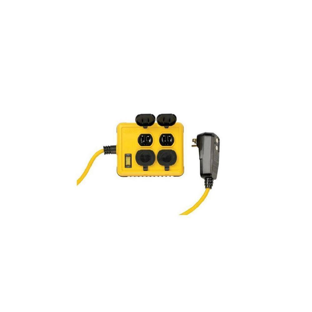 Yellow Jacket 6 ft. 143 SJTW Right Angle GFCI 4-Outlet Power Block 2516