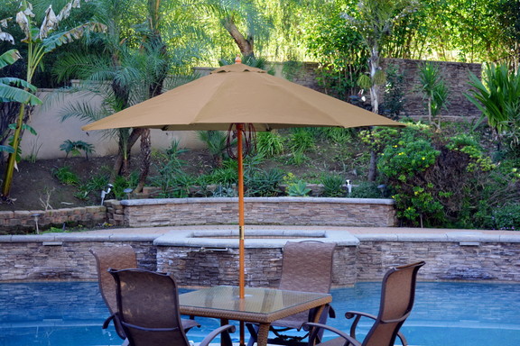 Jeco 9ft. Wood Market Umbrella   Brown