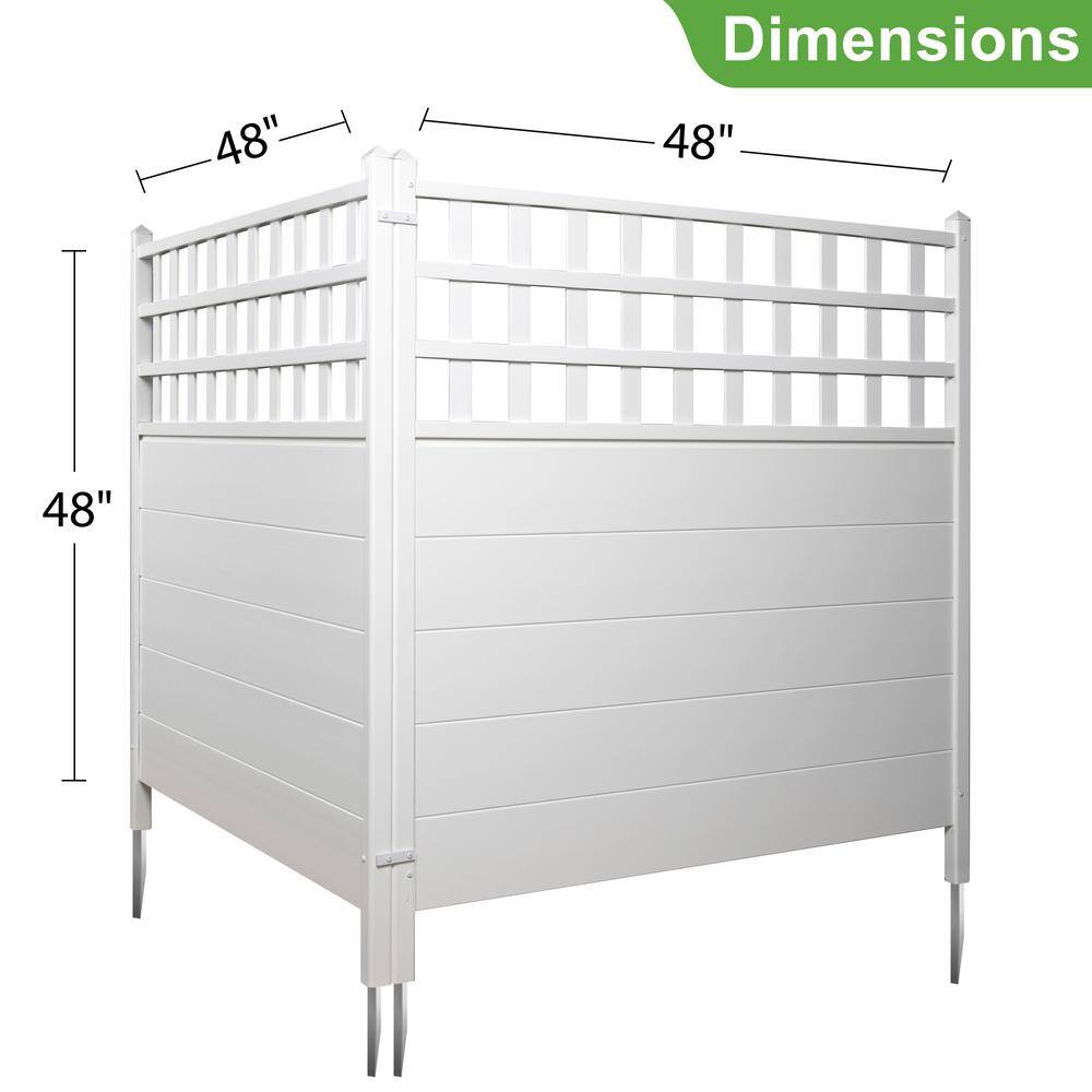 NEUTYPE 4 ft. x 4 ft. Vinyl Privacy Fence Panel White Grids HD-A-YP01003