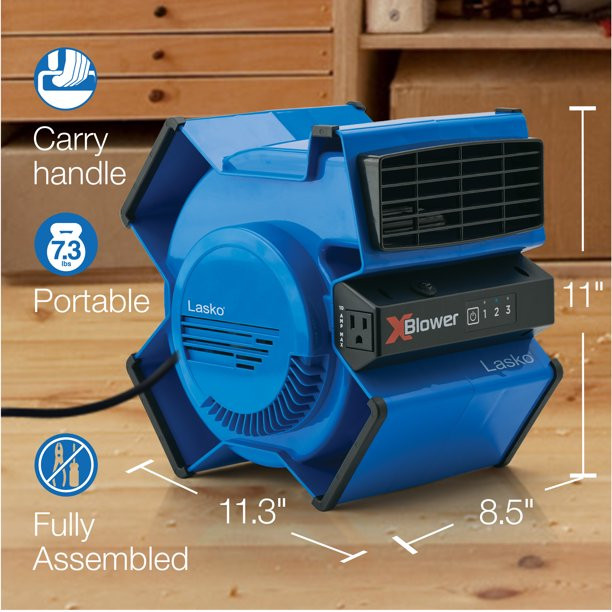 Lasko X12905 X-Blower Multi-Position Utility Blower Floor Fan， Blue