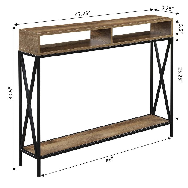 Tucson Deluxe Console Table With Shelf Weathered Barnwood black Breighton Home