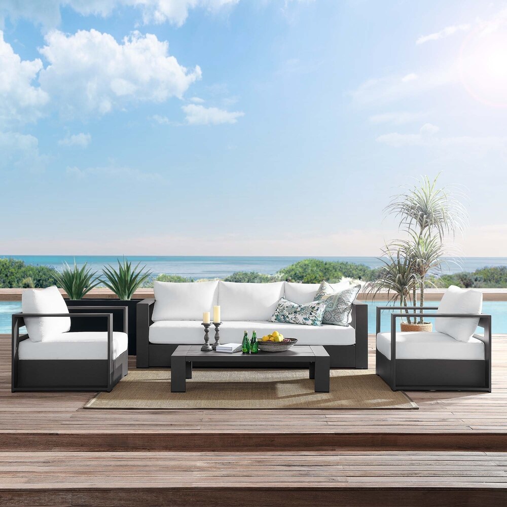 Tahoe Outdoor Aluminum 4 piece Conversation Set with Coffee Table