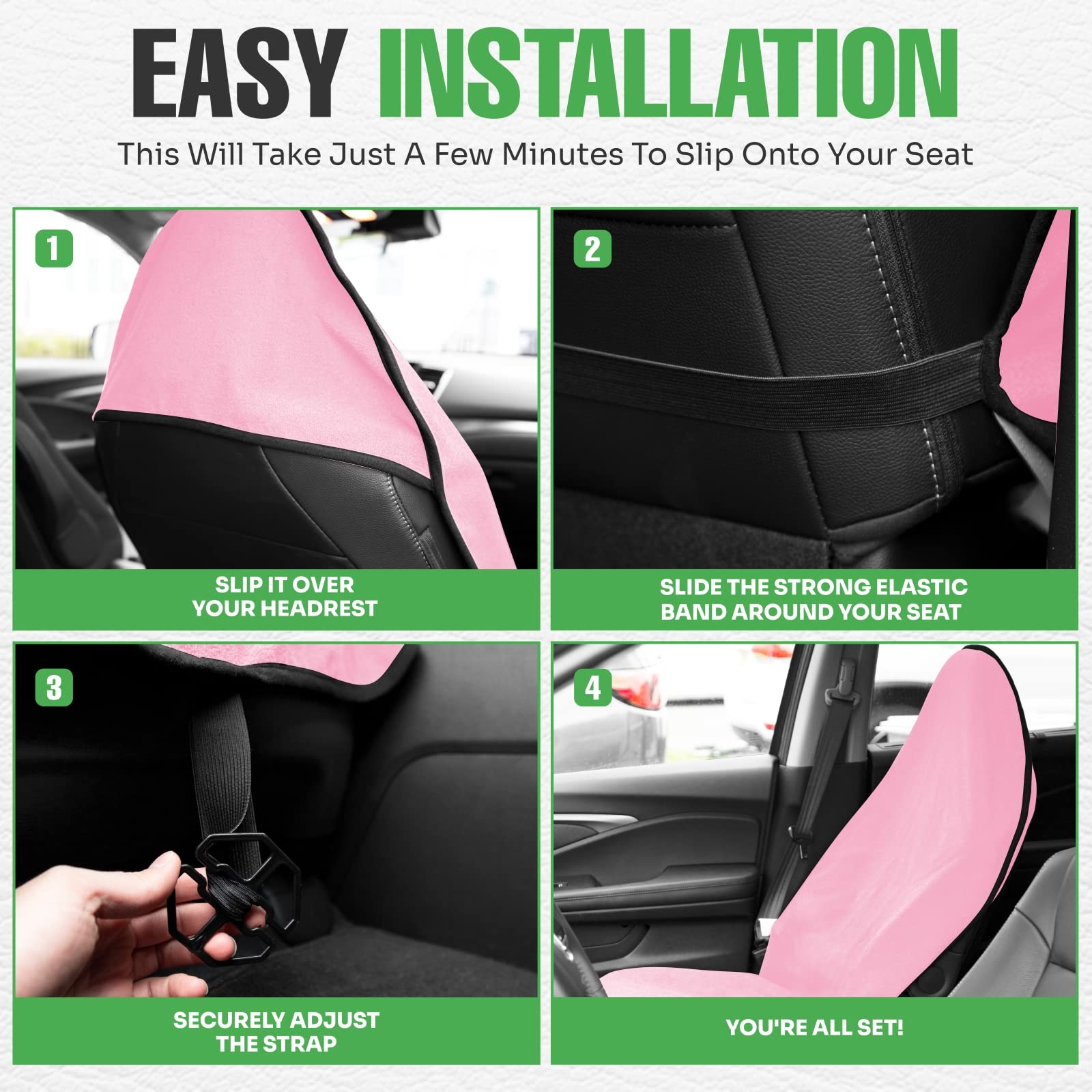 lebogner Waterproof Sweating Car Seat Cover for Post Gym Workout， Running， Swimming， Beach and Hiking， Universal Fit Anti-Slip Bucket Seat Protector for Cars， SUVs and Trucks， Machine Washable， Pink