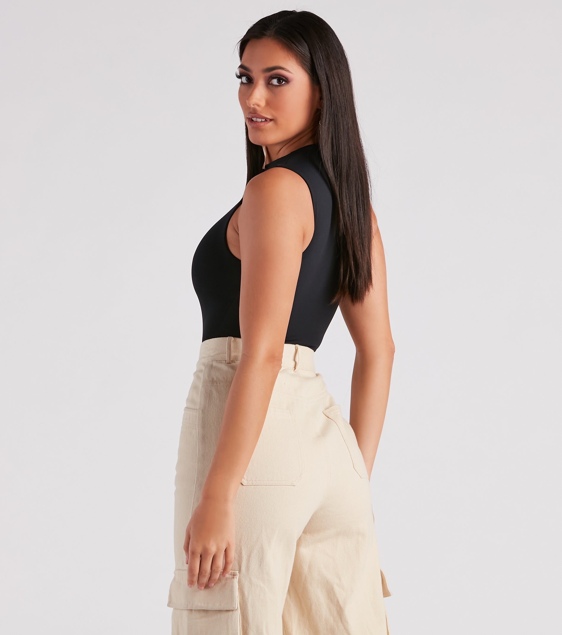 Smooth Silhouette Mock Neck Bodysuit