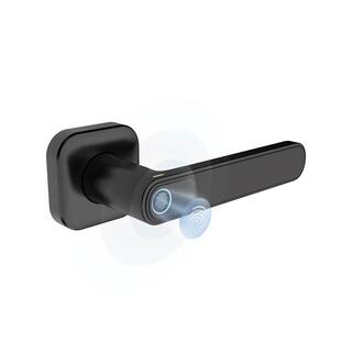 Defiant Matte Black Electronic Lever Door Lock with Biometric Fingerprint Deadbolt LH01-MB