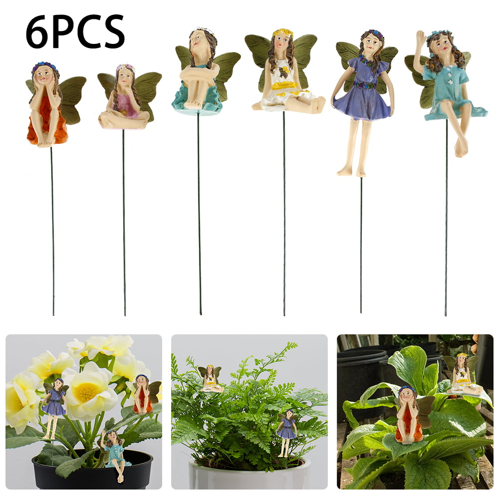 Willstar Miniature Fairies Figurines Accessories-6pack Camping Kit Fairies Flower Pot Resin Fairy Garden Figurines Angel Accessories Ornaments for Outdoor Decor