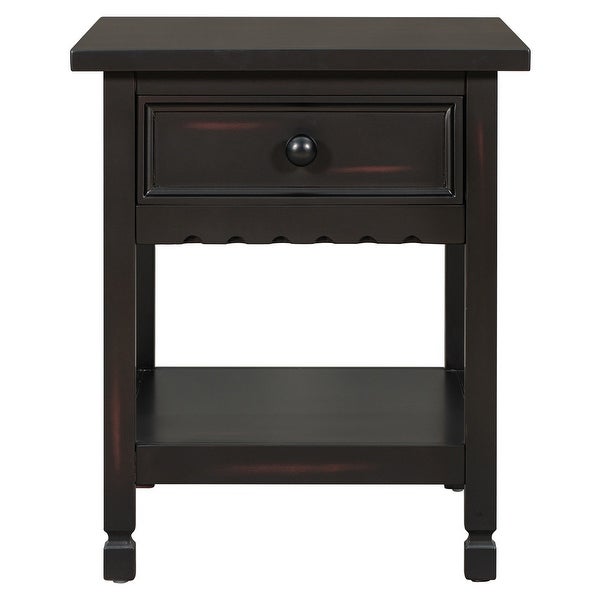 Classical Multifunctional End Table with One Drawer and Bottom Shelf