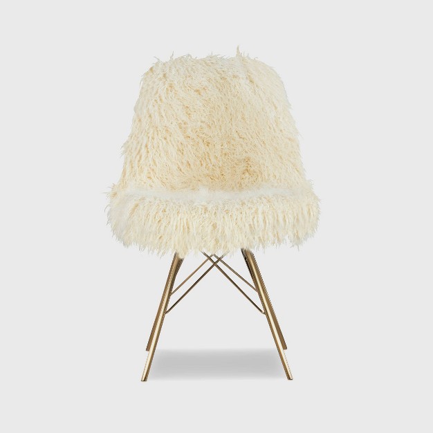 Remy Flokati Modern Faux Fur Accent And Office Chair Chair White Linon