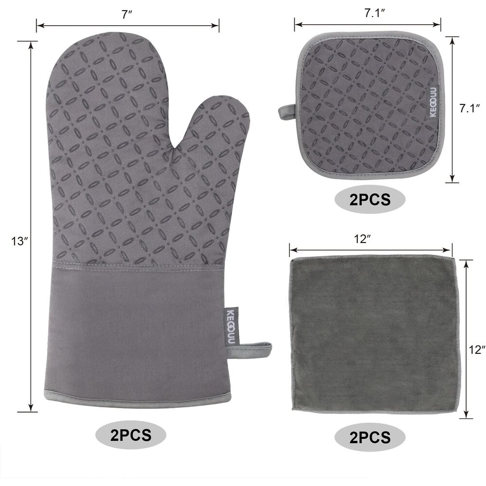 Kitchen Oven Mitts and Pot Holders 6pcs Set