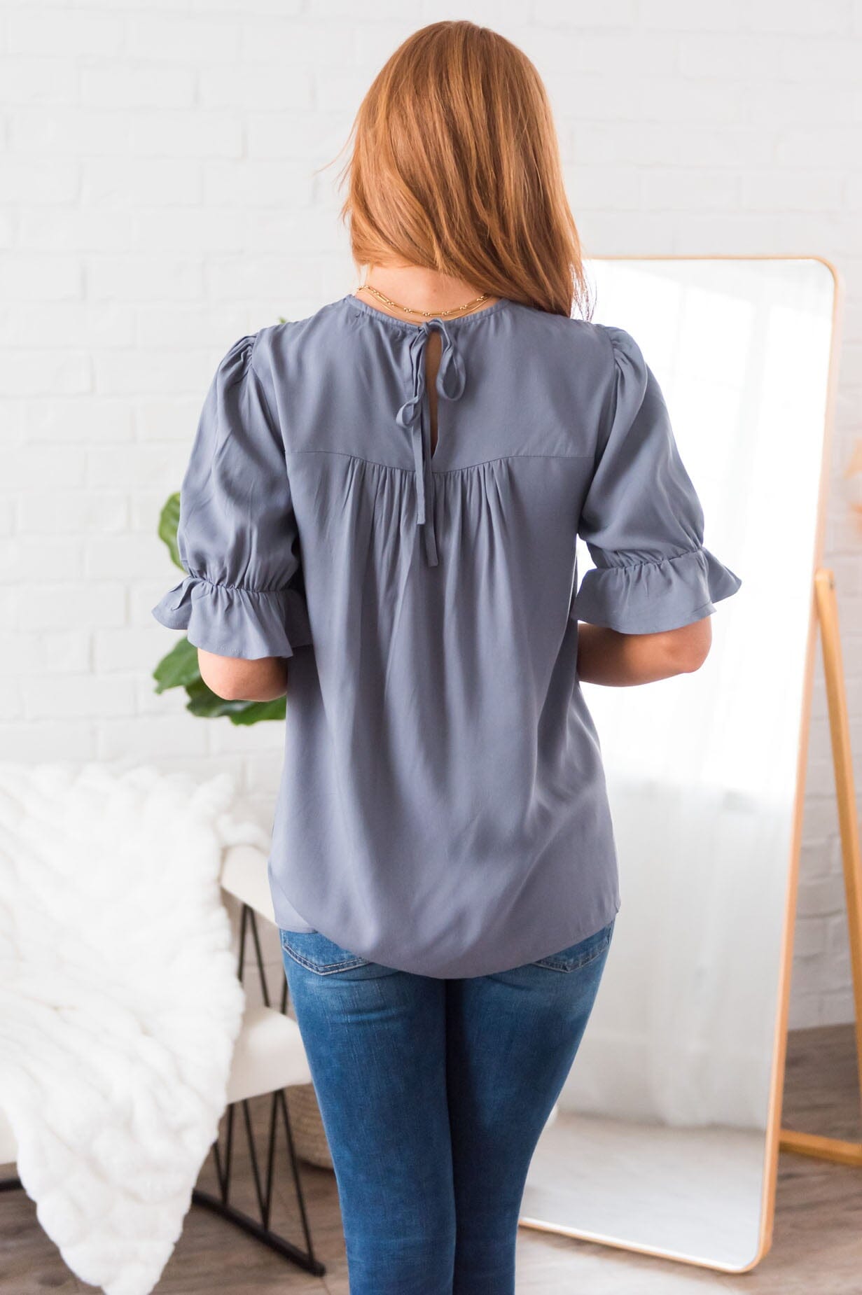 Drift Away Embroidered Modest Blouse