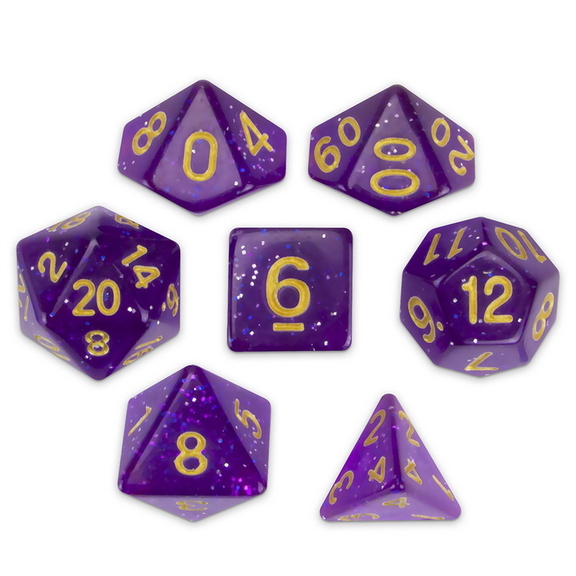 Brybelly Set of 7 Polyhedral Dice  Midnight Nebula