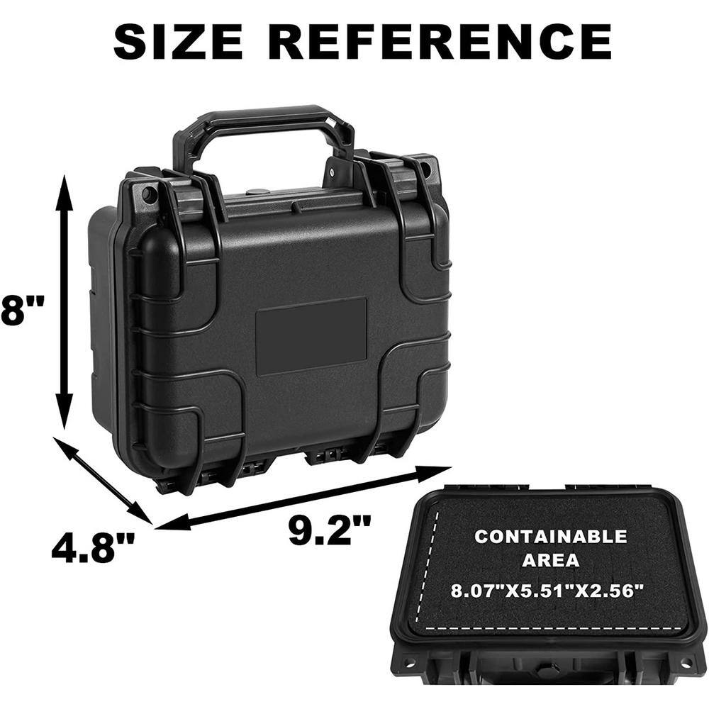 Big Red 9.2 in. L x 8 in. W x 4.8 in. H Small Watertight Case with Foam in Black AJFW611R