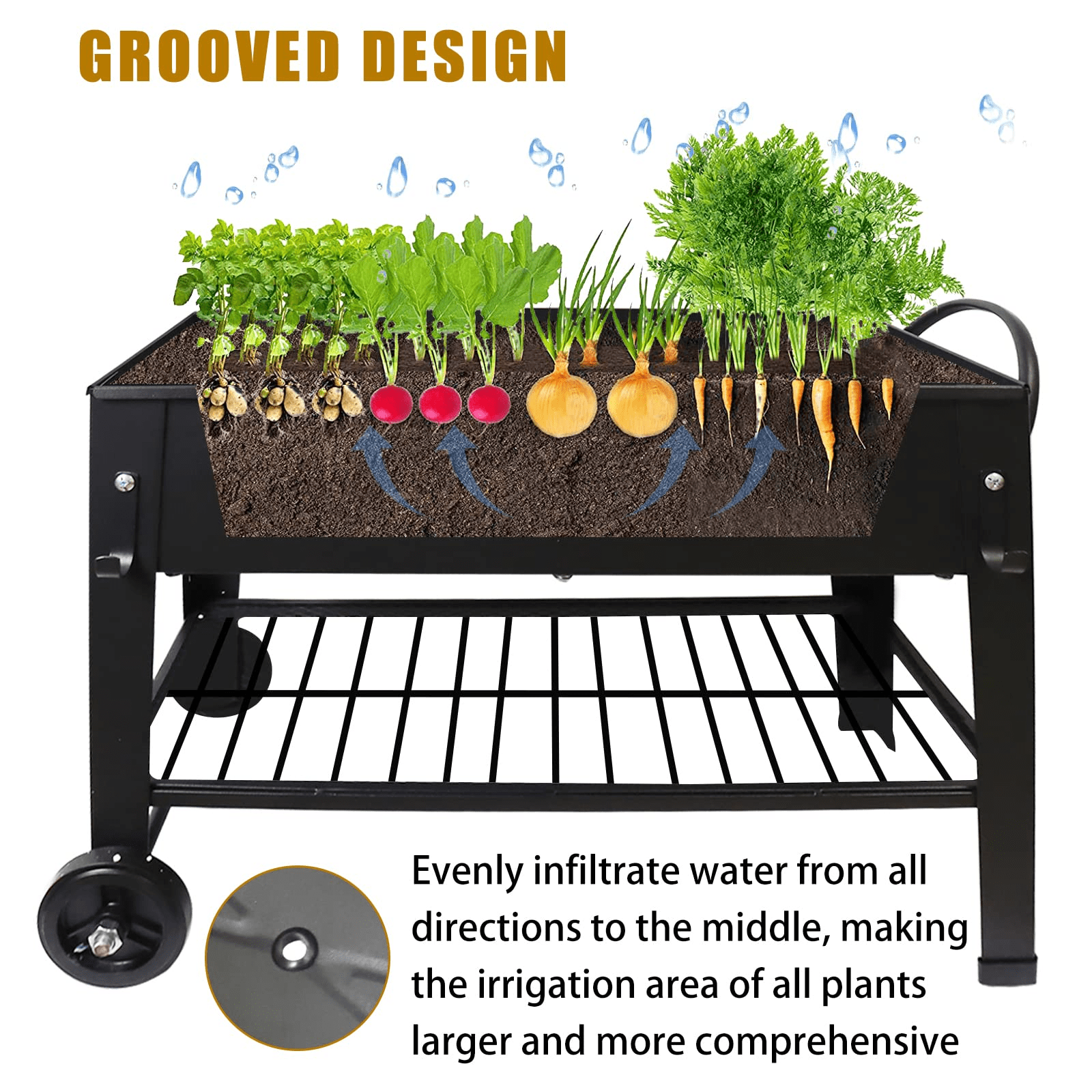 Planter Raised Beds with Legs Outdoor Elevated Garden Planter Box On Wheels for Vegetables Flower Herb Patio (23" L x 11" W x 18" H)