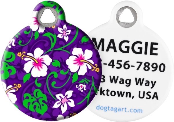 Dog Tag Art Hawaiian Print Personalized Dog and Cat ID Tag