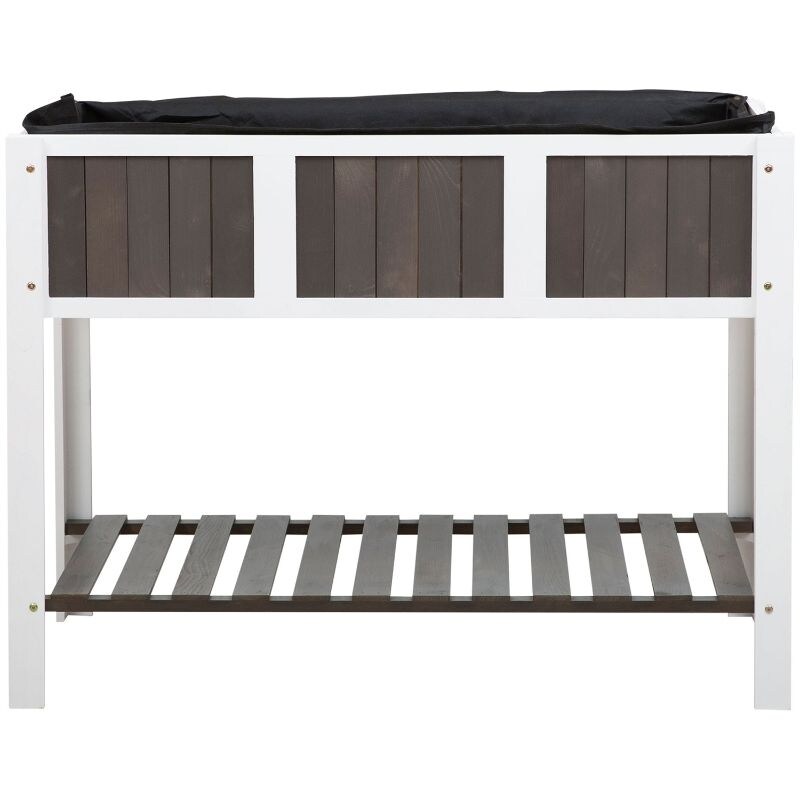 White Wooden 2 Level Elevated Raised Garden Planter Bed   46.75 inches L x 22.5 inches W x 35 inches H