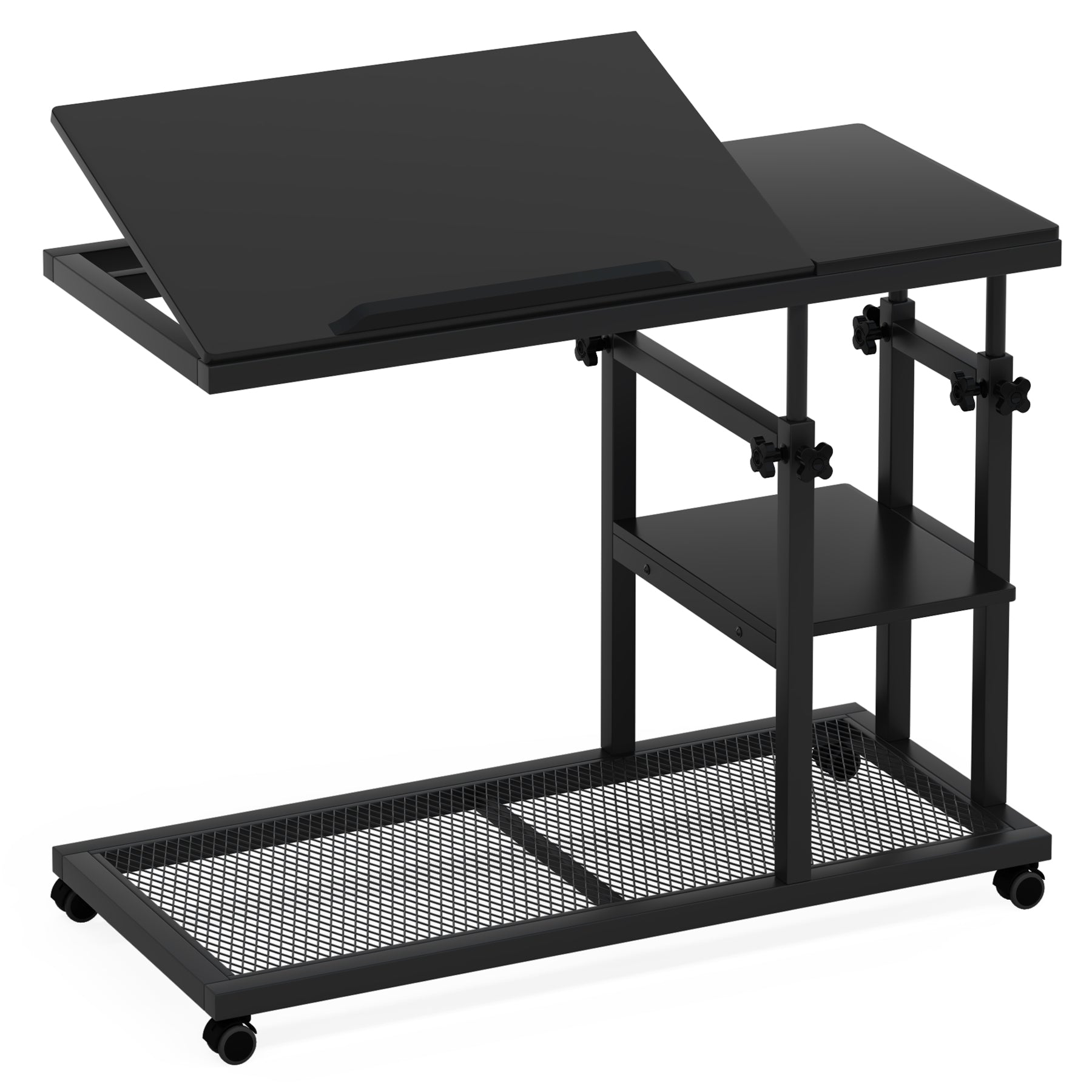 Height Adjustable C Table, Mobile Side Table with Tiltable Drawing Board