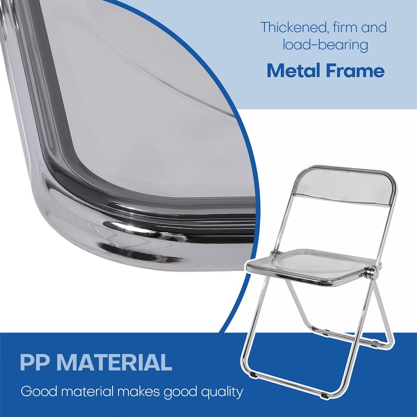 Modern Transparent Acrylic Folding Chair with Metal Frame