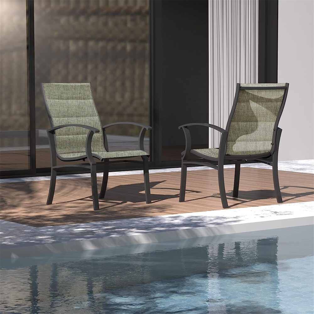 Patio Grey Dining Chairs Set of 2 Bistro Metal Steel Chair