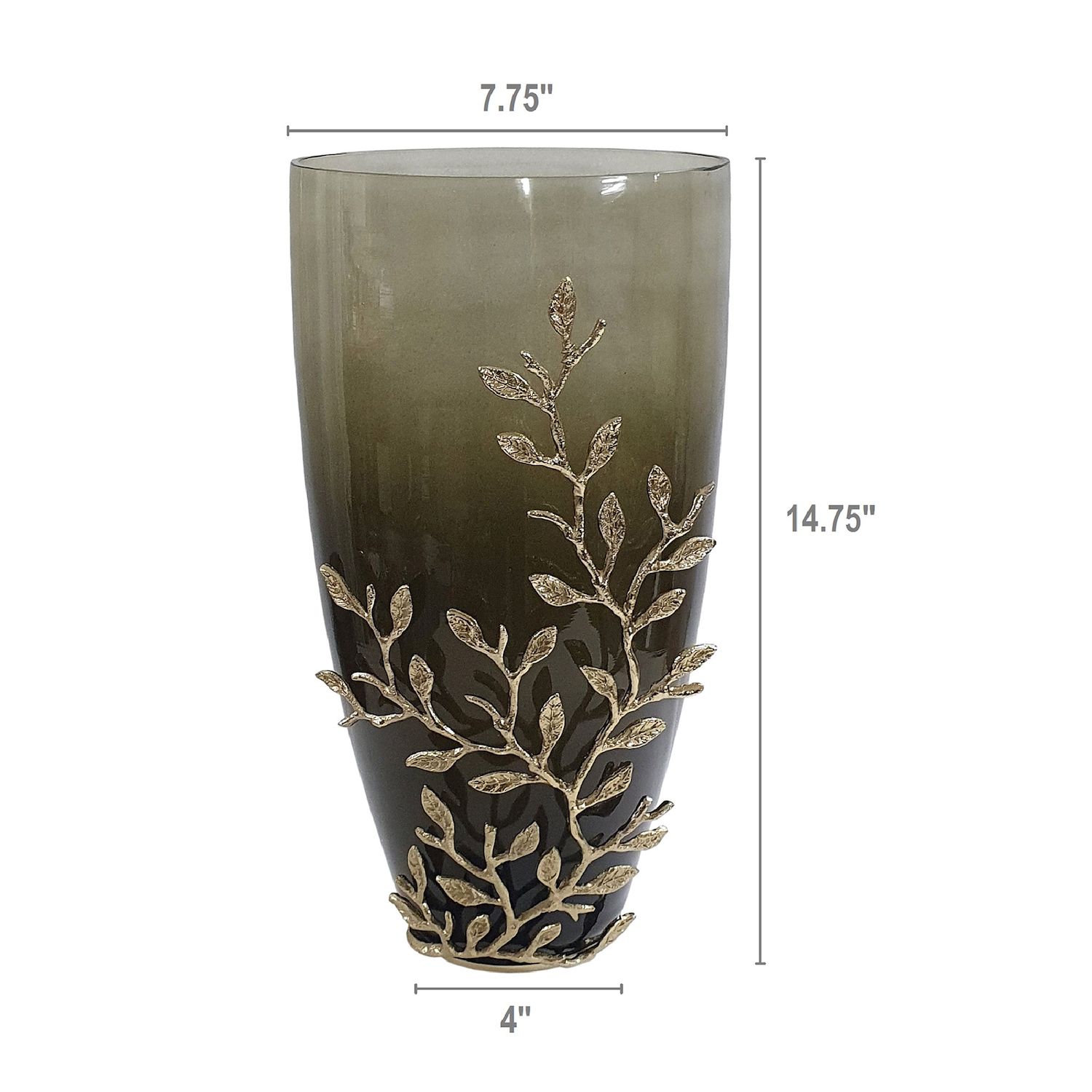 Capri Aluminum Leaf Glass Vase