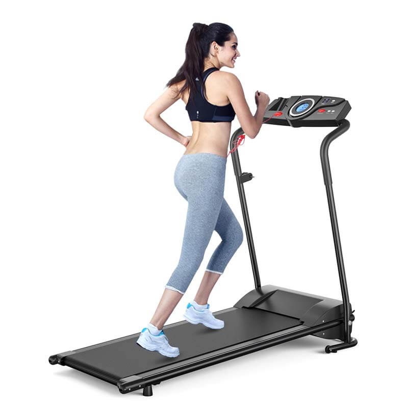 Folding Treadmill, 1HP Electric Motorized Portable Running Walking Machine for Home Office with LCD Monitor & Cup Holder