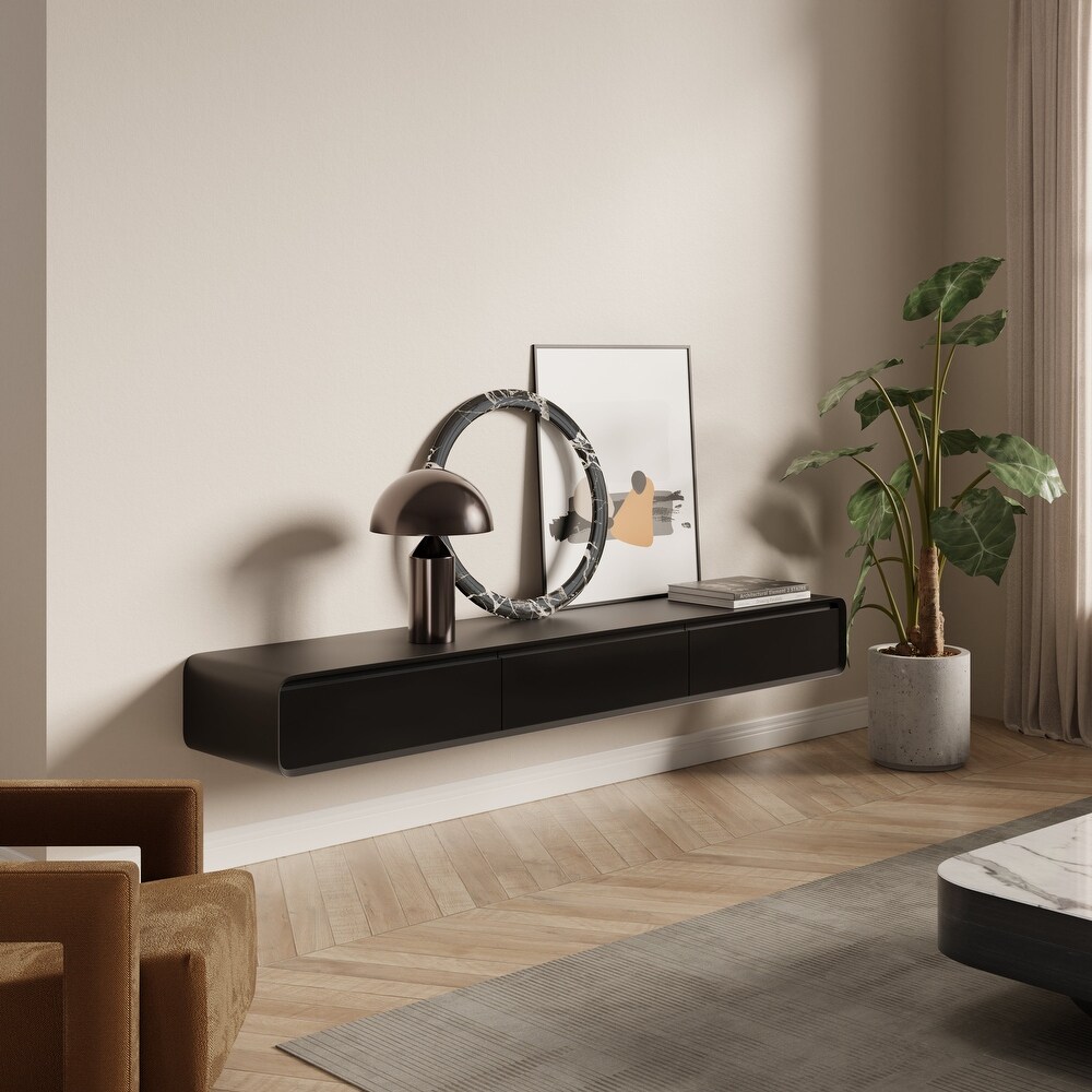 Modern Minimalist Wooden Floating TV Stand