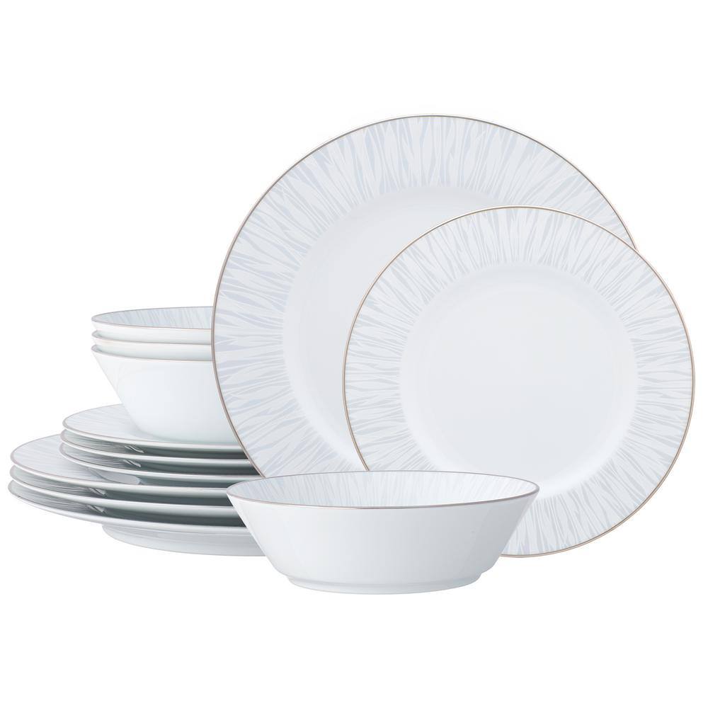 Noritake Glacier Platinum 12-Piece Set Service For 4 1702-12H