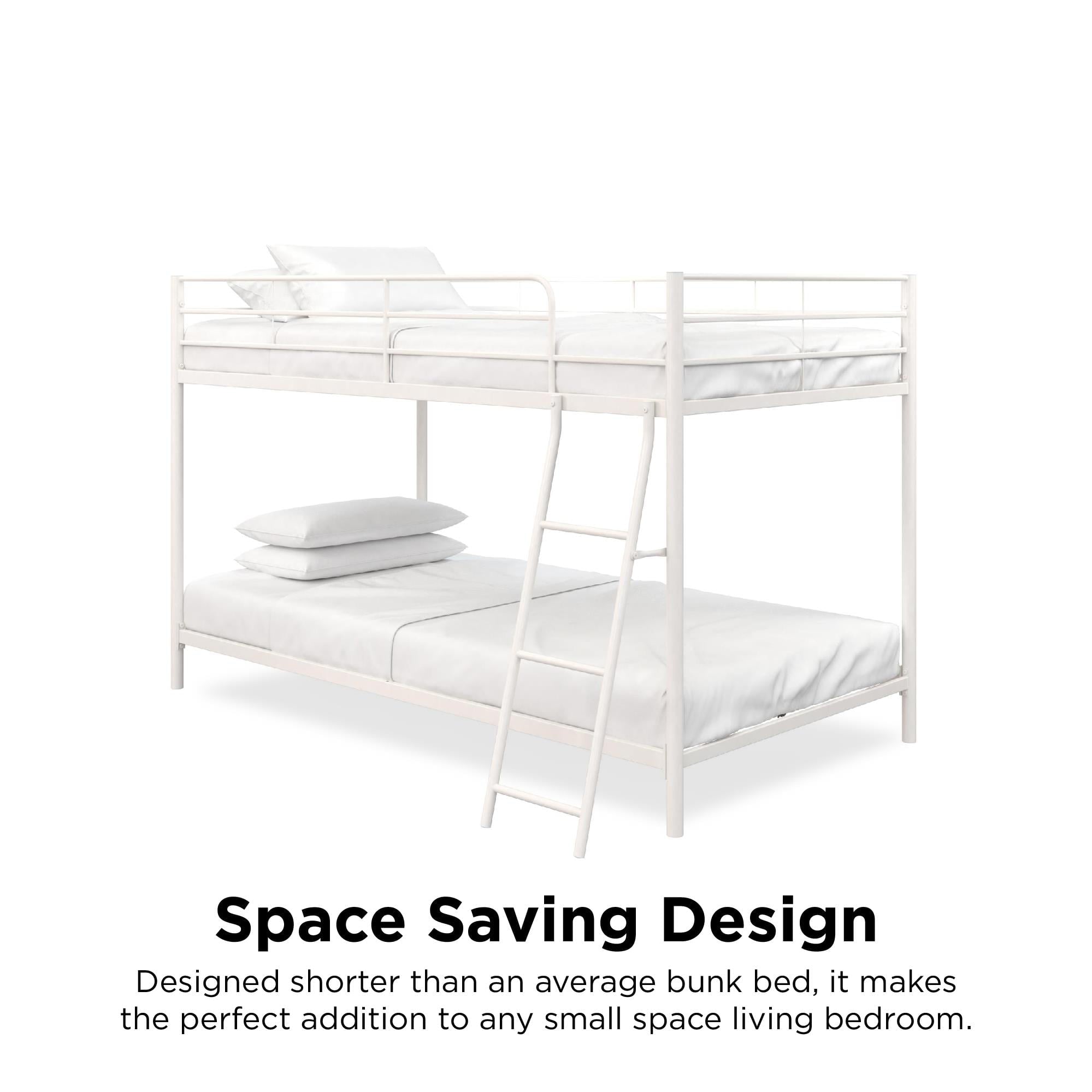 Mainstays Small Space Junior Twin over Twin Metal Bunk Bed, Off White