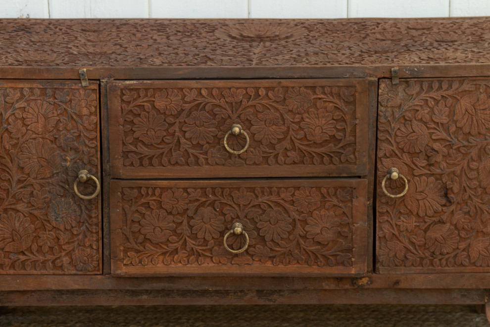 Rare Finely Carved Anglo Indian Low Cabinet   Eclectic   Accent Chests And Cabinets   by De cor  Houzz