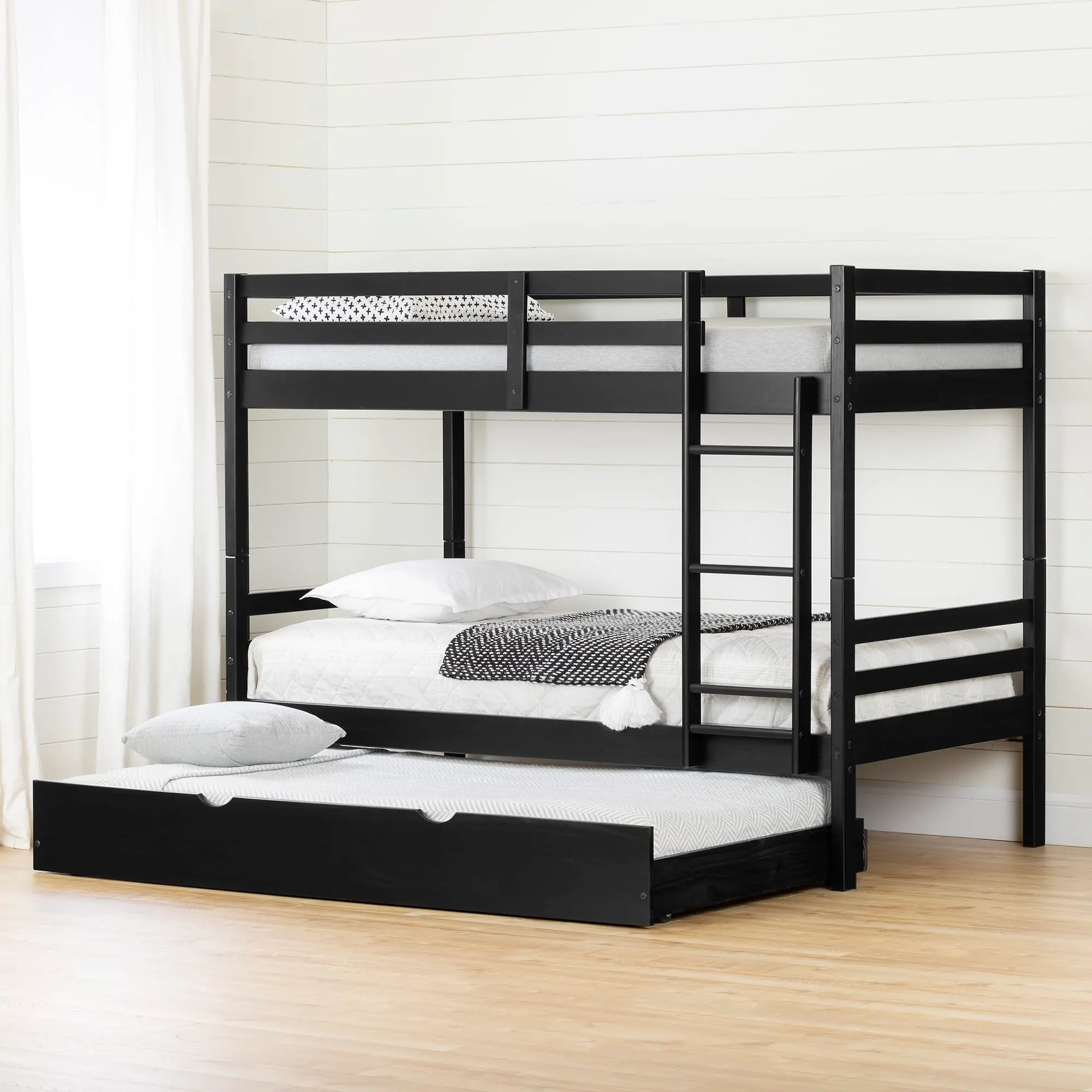 Fakto Black Twin Bunk Beds with Trundle - South Shore