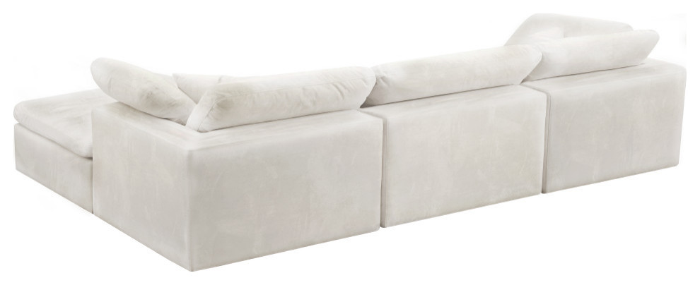 Cozy Velvet Upholstered Comfort L Shaped Modular Sectional   Transitional   Sectional Sofas   by Meridian Furniture  Houzz