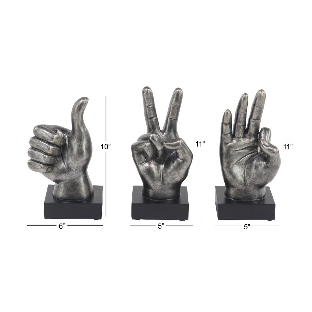 The Novogratz Dark Silver or Light Silver Polystone Hands Sculpture (Set of 3)   6\