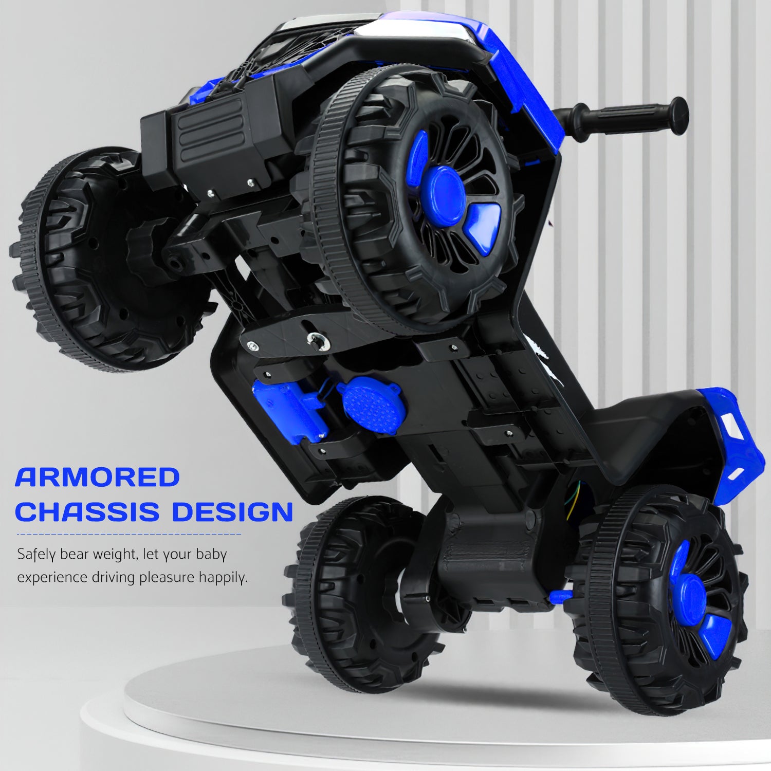 4-Wheeler Quad Powered, 6V Kids Ride-On Electric ATV, Ride-On with Music & LED Lights, Blue