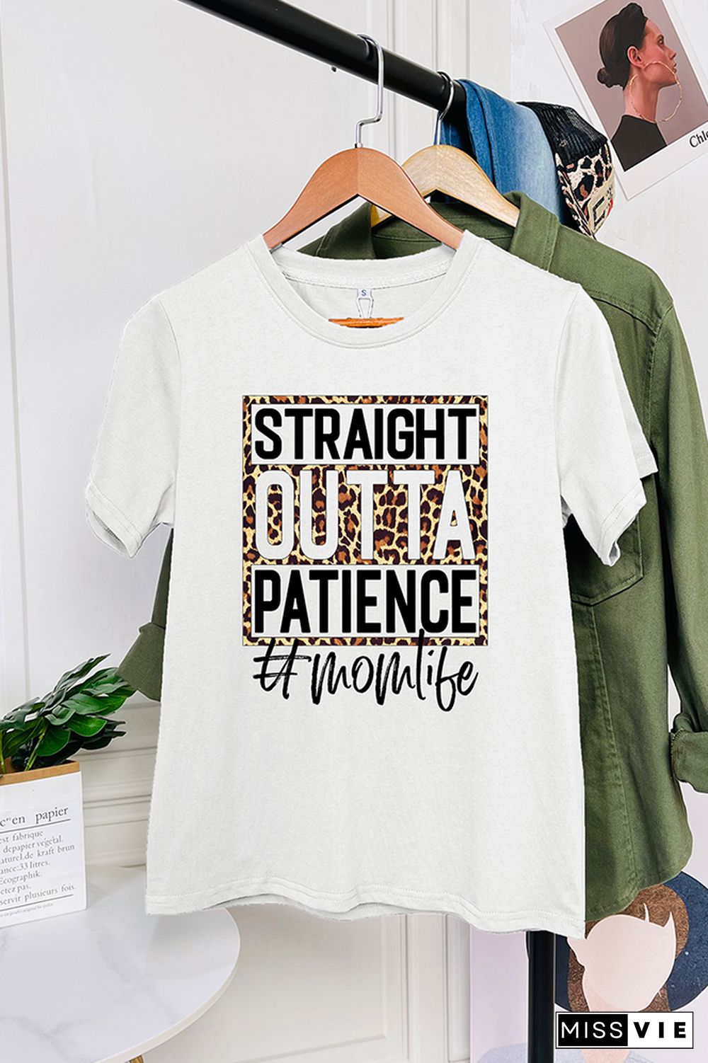 Leopard Straight Outta Patience Mom Short Sleeve Graphic Tee Wholesale