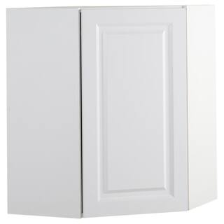 Hampton Bay Benton Assembled 23.6x30x23.6 in. Corner Wall Cabinet in White BT2430C-WH