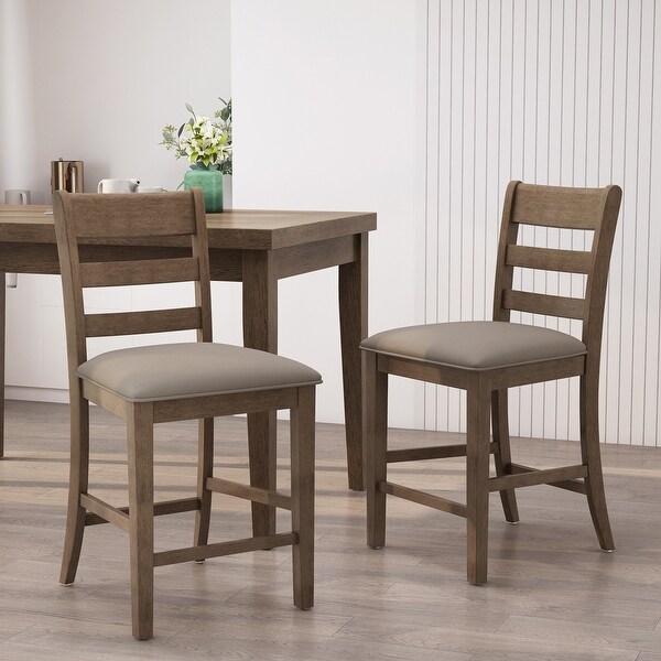 Benner Farmhouse Upholstered Wood Counter Stools (Set of 2) by Christopher Knight Home - 20.00