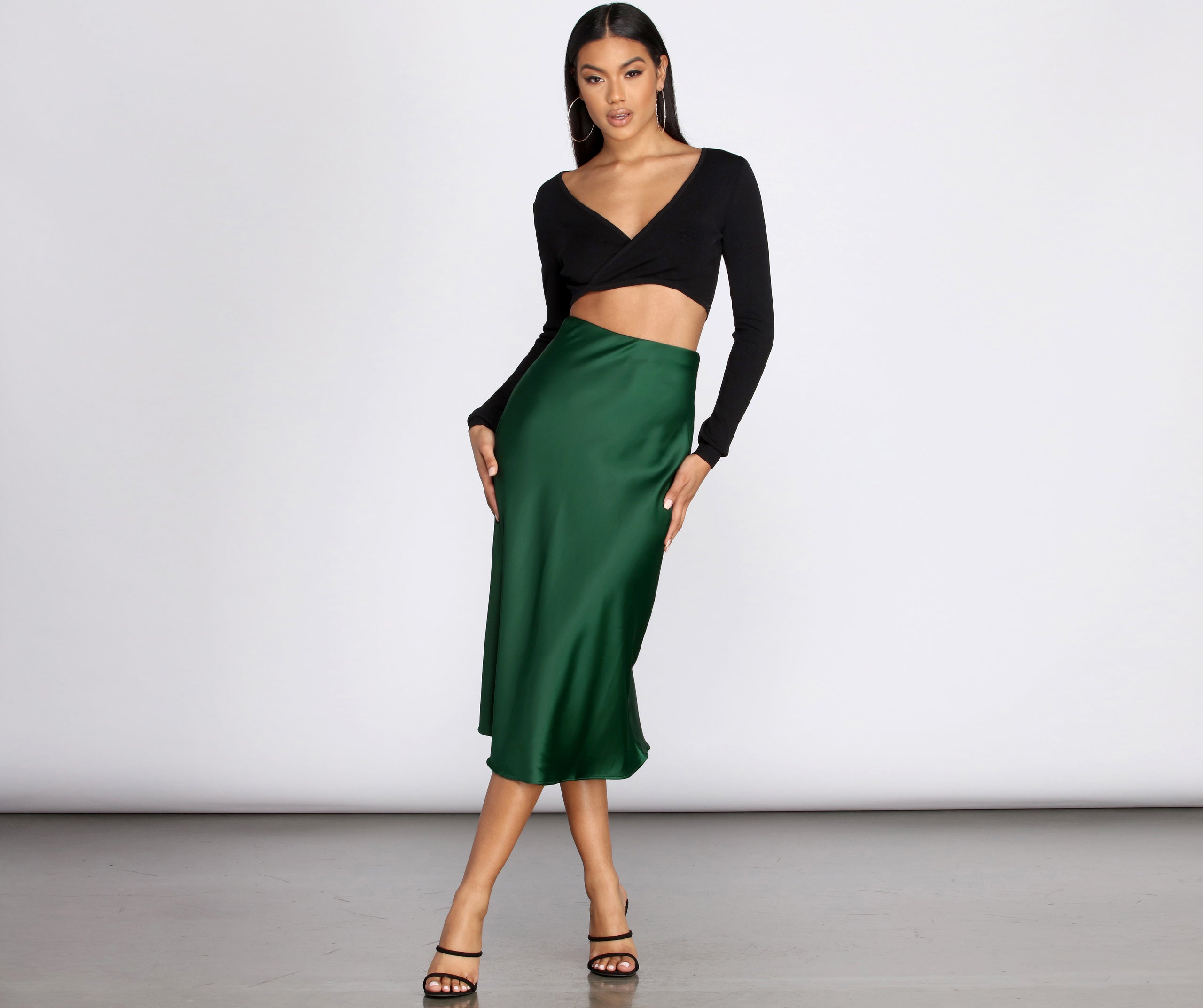 Minimalist Satin Midi Skirt