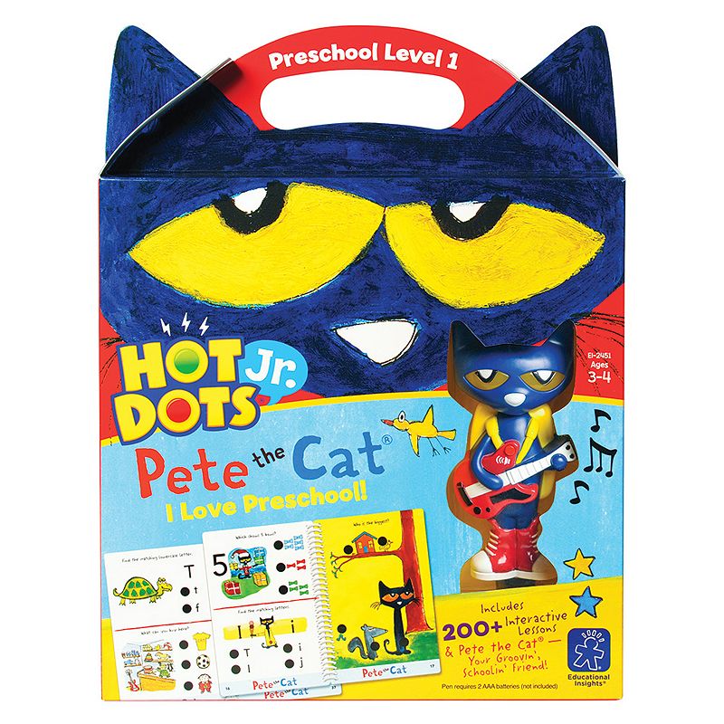 Educational Insights Hot Dots Jr. Pete the Cat Preschool Level 1 Activity Book and Talking Pen Set