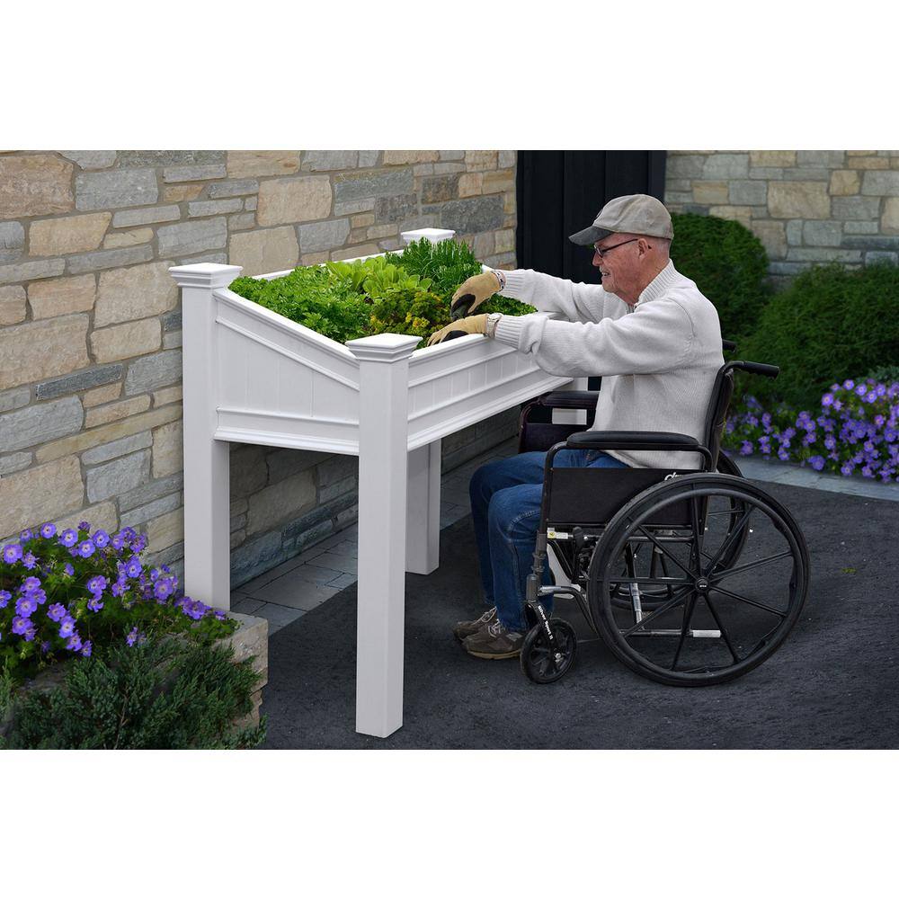 VITA Liberty 48 in. x 24 in. White Vinyl Accessible Raised Garden Bed VA68240