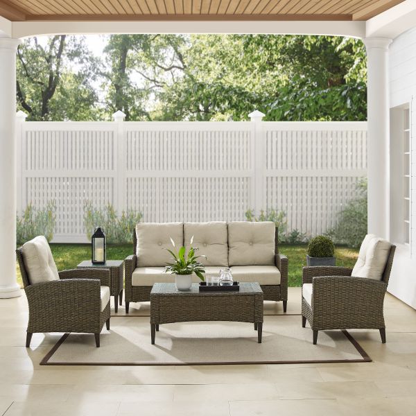 Rockport 5Pc Outdoor Wicker High Back Sofa Set