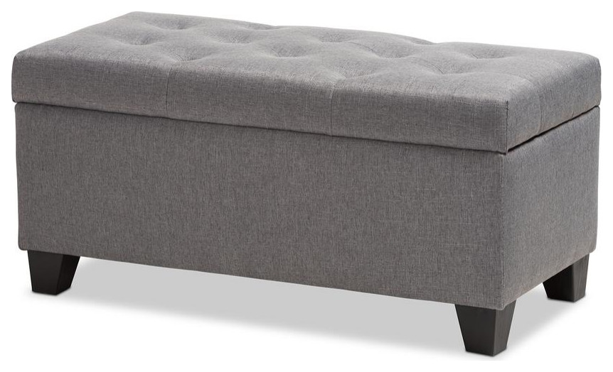 Michaela Modern and Gray Fabric Upholstered Storage Ottoman   Transitional   Footstools And Ottomans   by Ezmod Furniture  Houzz