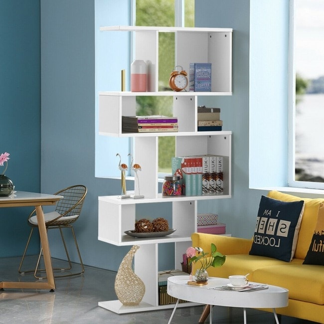 Stylish 5 Tier Geometric Wood Bookshelf   31\