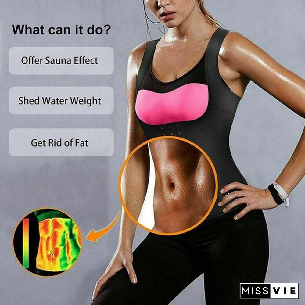 Women Sweat Vest Weight Loss Slimming Waist Trainer Corset Workout Body Shaper Compression Shirt Sport Tank Top