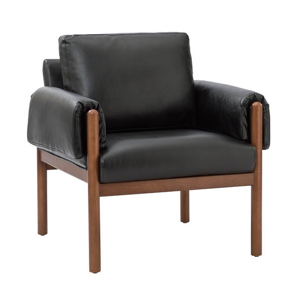 Tiago Comfy Living Room Accent Armchair with Solid Wood Legs by HULALA HOME