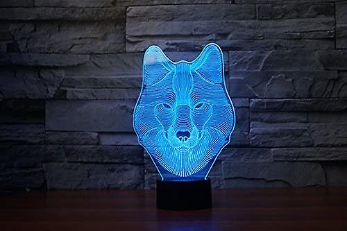 3d Animal Wolf Head Night Light Touch Table Desk Optical Illusion Lamps 7 Color Changing Lights Home Birthday Gift