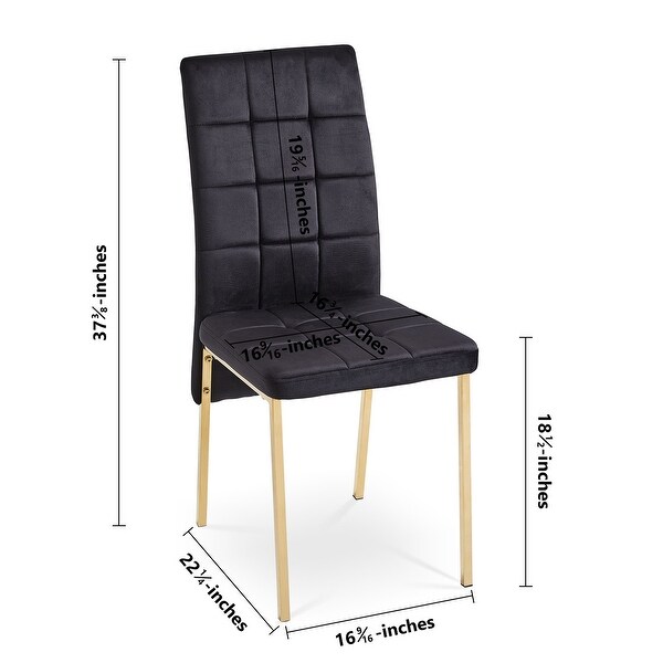 Velvet High Back Nordic Dining Chair with Black Legs Set Of 2