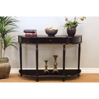 Homecraft Furniture 48 in. Espresso Standard Half Moon Wood Console Table with Drawer MH159