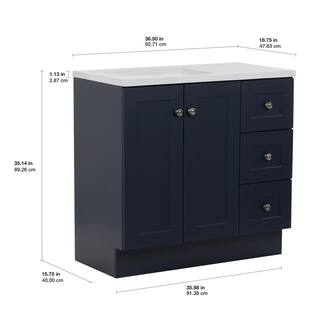 Glacier Bay Bannister 36.5 in. W x 18.75 in. D Bath Vanity in Deep Blue with Cultured Marble Top in Colorpoint White with White Sink BA36P2-DB