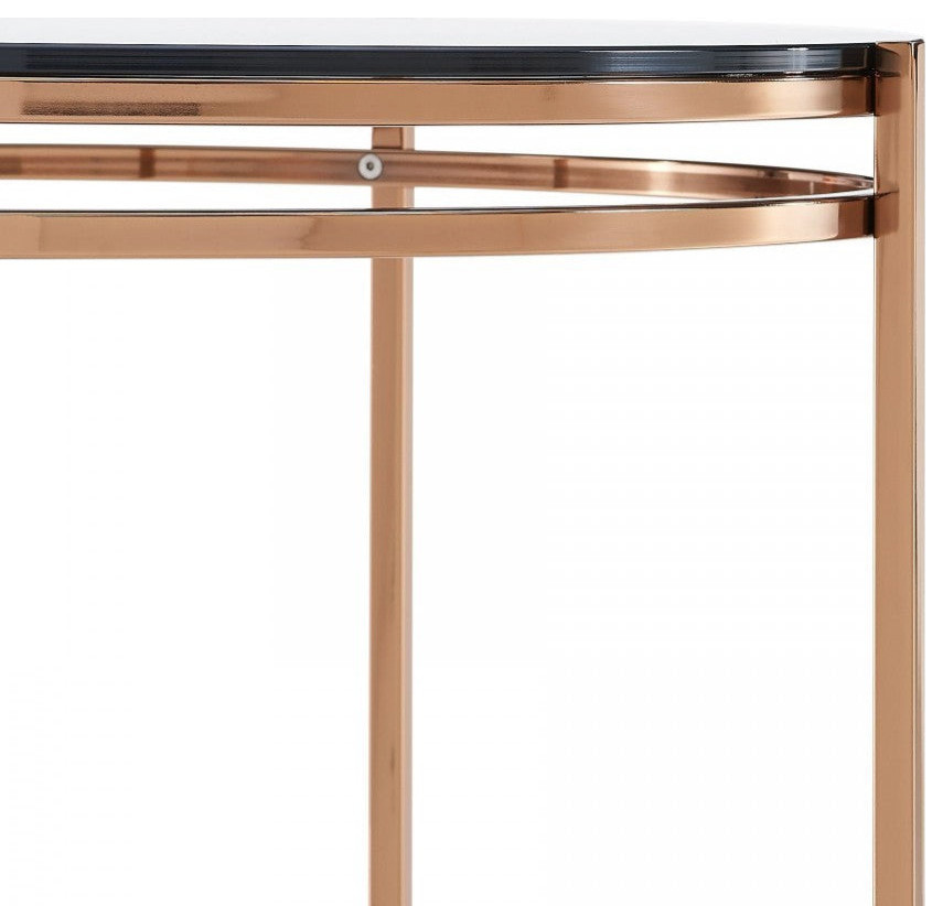 Nikky Modern Smoked Glass and Rosegold Large End Table   Contemporary   Side Tables And End Tables   by Rustic Home Furniture Deco  Houzz