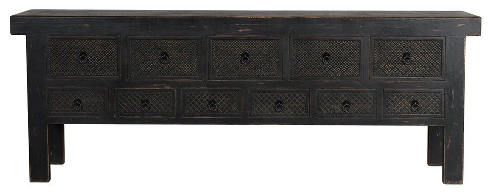 Lahey Long Black Console Table   Farmhouse   Console Tables   by Terra Nova Designs  Inc.  Houzz